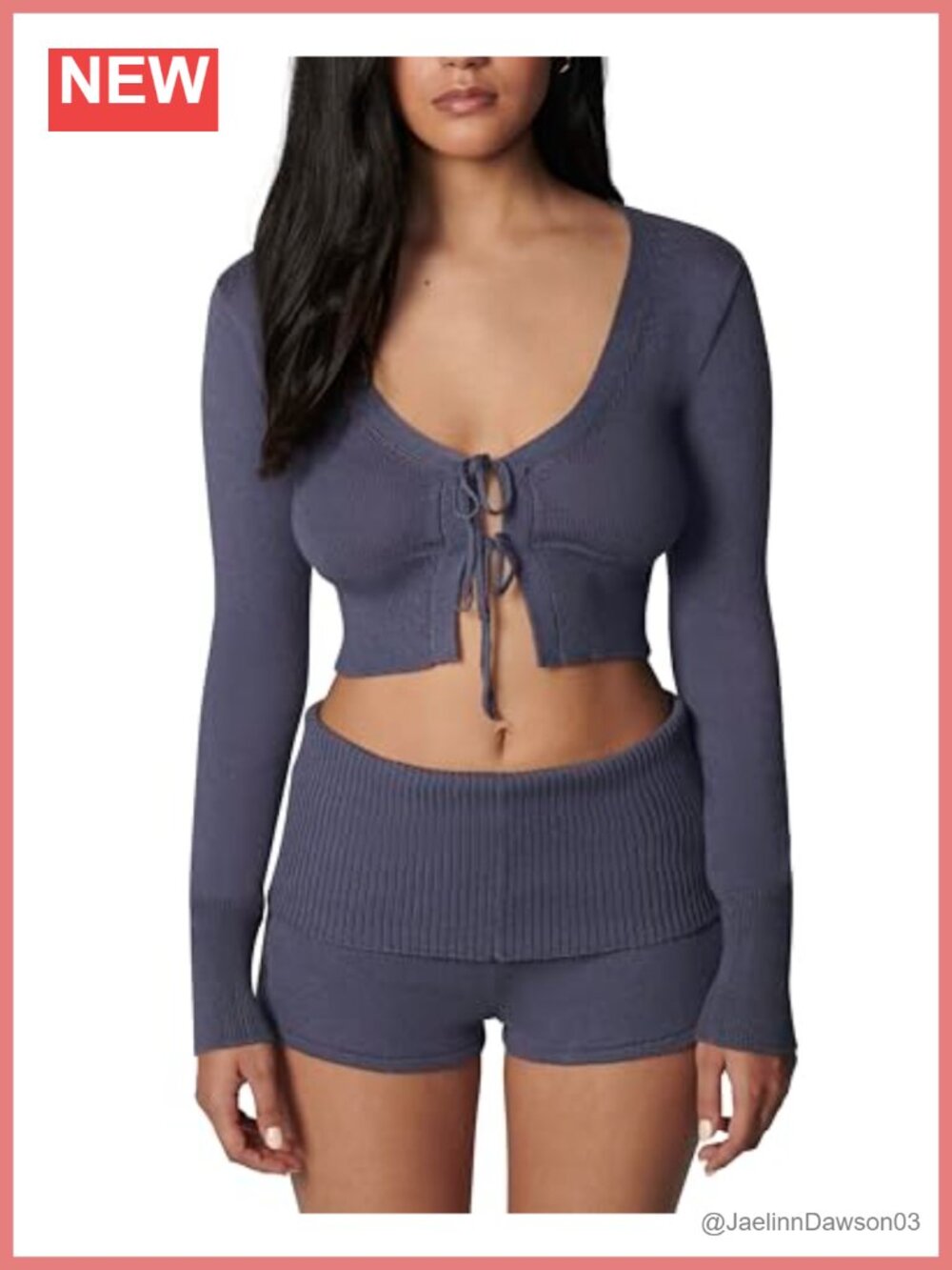 Cropped Fitted Cardigan Sweater Two Front Tie Ballet Inspired Rib Knit